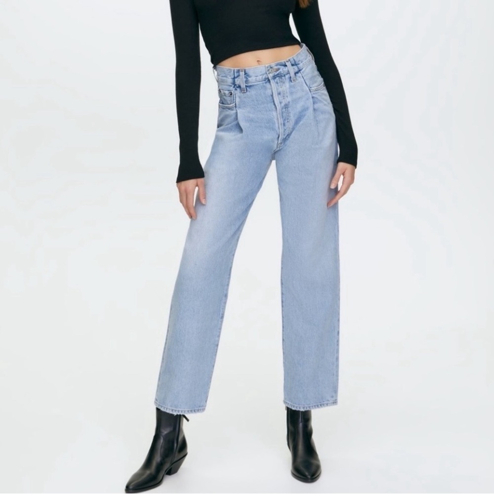 New! AGOLDE High Rise Fold
Waistband Jeans Denim Sz 25 $258